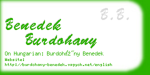 benedek burdohany business card